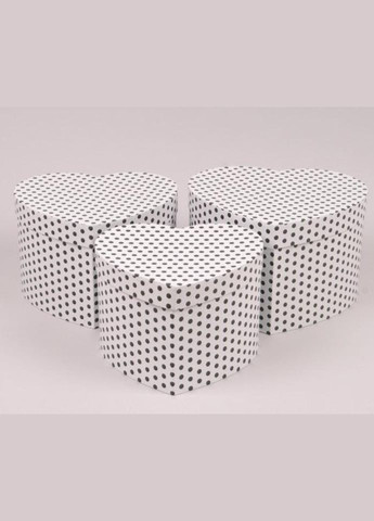 Комплект белых коробок для цветов Сердце в черный горошек 3 шт. 39890 Flora (342109020)