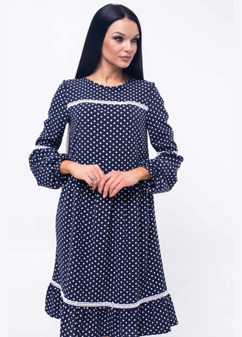 Синее повседневный бохо-платье свободного силуэта с кружевом, рукавами и завязкой на спинке 2/2 (вл 10.2-82/18) RiMari