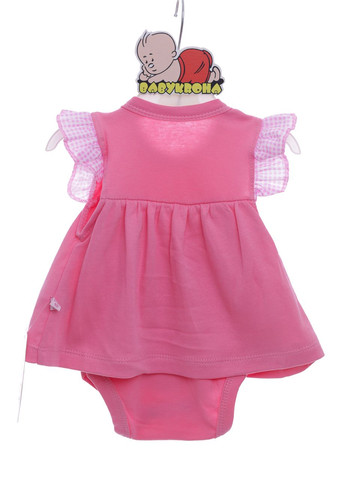 Боді-сукня з коротким рукавом для дівчинки Вишенька рожева бавовна MiniPapi 50 см (37989) BABYKROHA (297197428)