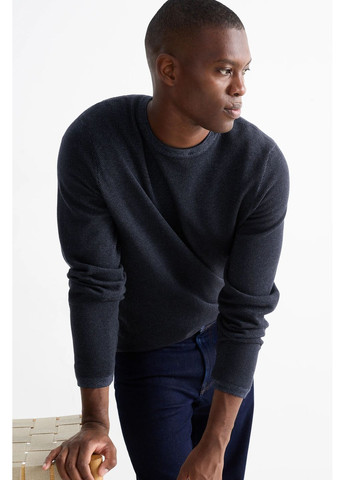 Темно-синий демисезонный свитер из хлопка C&A