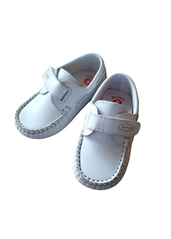 Белые мокасины кожаные для девочки 112380 белый Garvalin на липучке