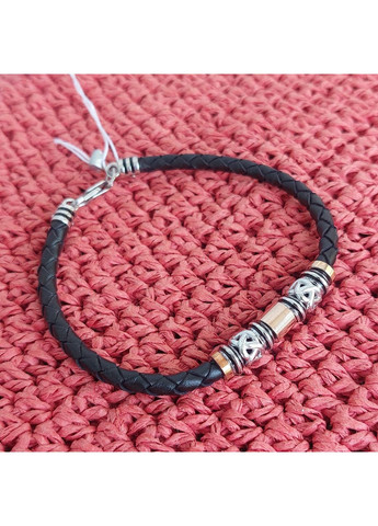 Браслет шкіряний із золотими та срібними вставками 20 см No Brand (355921874)