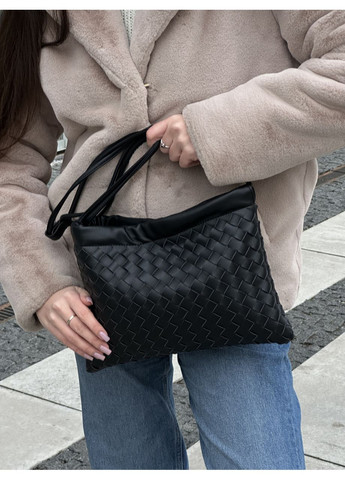 Сумка женская Vintage Leather Intrecciato Crossbody Bag Black No Brand (362044604)