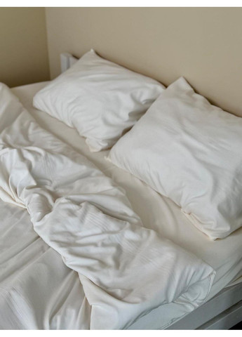 Постільна білизна з резинкою Молочний, сатин Двухспальний розмір, наволочки 50/70 No Brand (363194446)