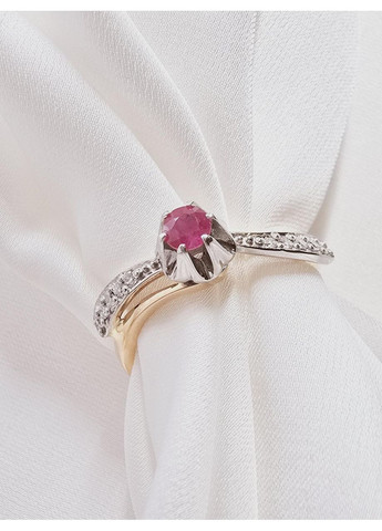 Золота каблучка з рубіном і діамантами (17р) 1421370б-7к Тріумф (369728221)