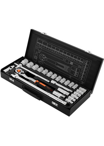 Набір інструментів, Набір торцевих головок, 25шт, 1/2", CrV, металевий кейс (10-036) Neo Tools (360411878)