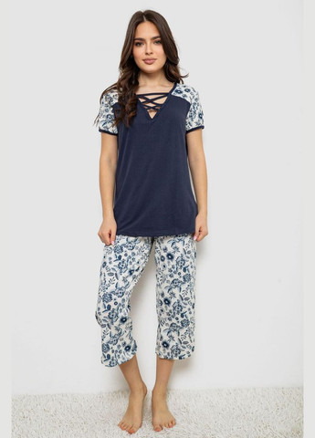 Синя всесезон жіноча піжама з принтом Fashion