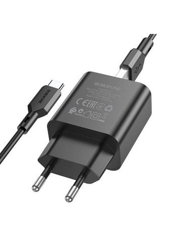 Зарядное устройство сетевое BA72A Spring QC3.0 (1USB A) + кабель USB to Type C Черный Borofone (372164062)