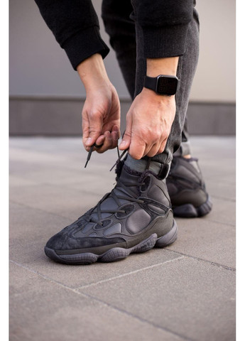 КРОССОВКИ ЖЕНСКИЕ ADIDAS YEEZY BOOST 500 MID BLACK АДИДАС ИЗИ БУСТ No Brand чёрные зима (367167648)