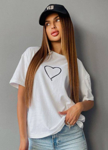 Базова повсякденна оверсайз футболка з сердечком та короткими рукавами Tik-Tak - (326673159)