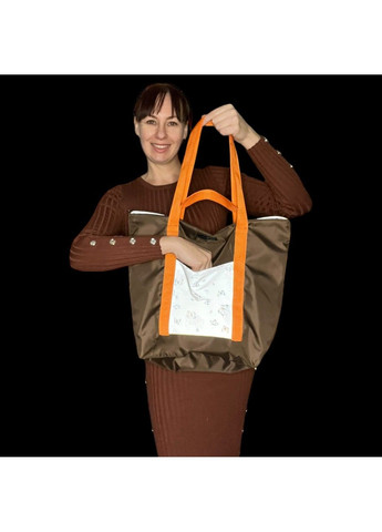 Svitashka Шопер XL Oxford з світловідбиваючими елементами. Коричневий з помаранчевими ручками No Brand (311300768)