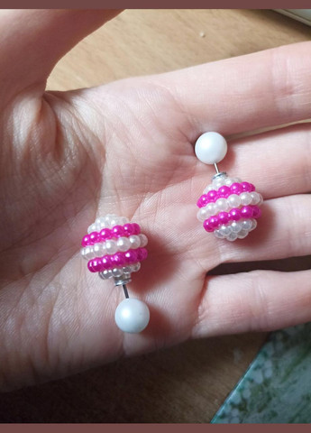 Серьги шарики пусеты в полоску, арт. 8122 Fashion Jewelry (338431447)