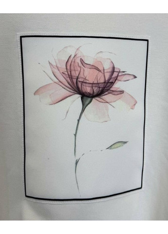 Білий світшот жіночий з лотосом mkks453 KAPTSOVA (370664904)