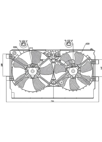 Вентилятор радіатора MITSUBISHI LANCER (07-) 2.0I-2.0I TURBO / M/A /AC+/-(10/07-) OE 1355A087, 1355A13 85635-ua Nissens (366187419)