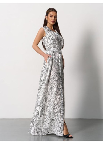 Комбінована плаття 15167 біло-чорне ISSA PLUS однотонна