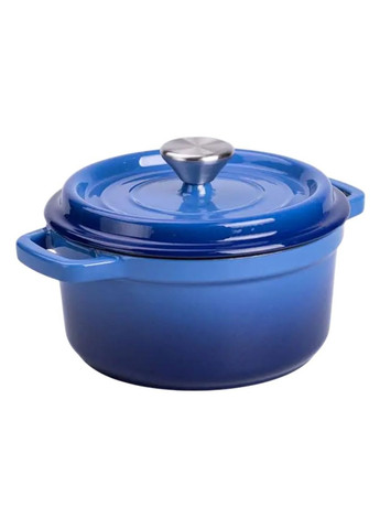 Каструля чавунна емальована 2 л з кришкою Ø20 см Синя HP-1-2BL No Brand (353503396)