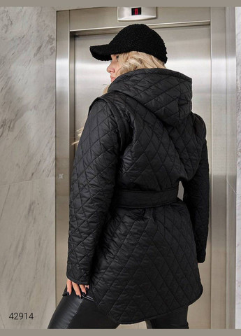 Чорна демісезонна куртка-жилет зі знімними рукавами куртка-трансформер Liton