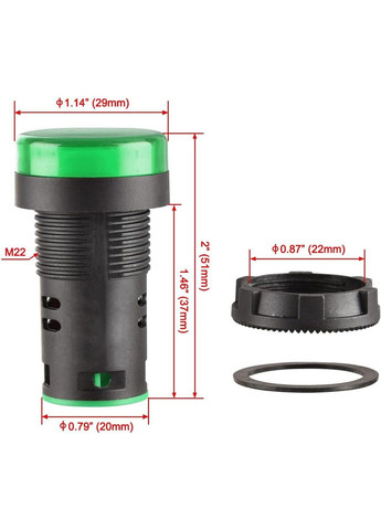 Светодиодный индикатор Heschen AD16-22D/S 22 мм 24 В постоянного тока 20 мА (зеленый) No Brand (300657677)
