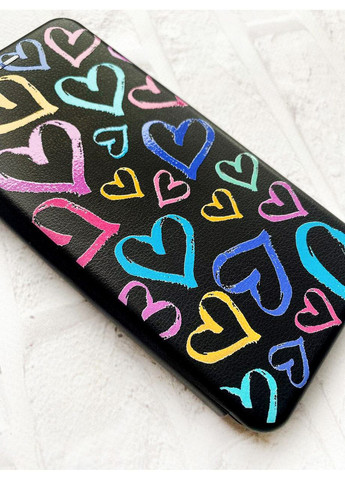Чохол-книжка з малюнком для Samsung Galaxy A32 5G Чорний:: Різнокольорові сердечка (принт 332) G-Case (360692631)