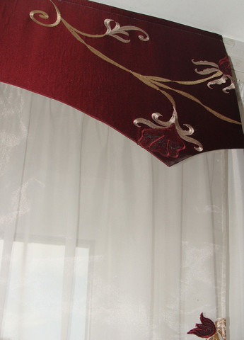 Жесткий ламбрекен Каскад 1м80см бордовый с черным (121_3ж) Firanka Simple (345733311)