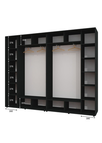 Шафа-купе чотиридверна 320*45*230 см Антрацит 4 двері ДСП ШК-02 Алекса (360475246)