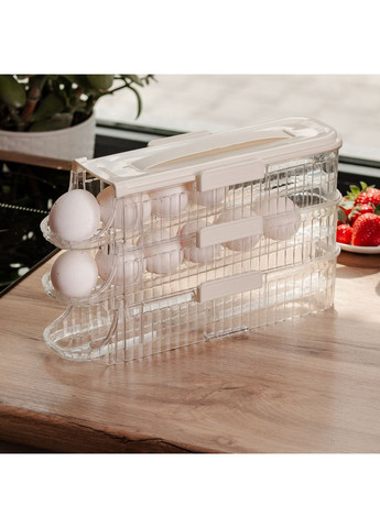 Лоток для яєць у холодильник на 3 яруси 32х10х18.5 см Бежевий HP-27-15 (A-034188) Yiwu (361242377)