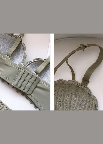 Оливковий бюстгальтер з мереживом і трикотажем 38/85ab оливковий No Brand