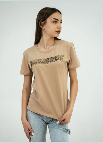 Кофейная летняя футболка женская летняя с рисунком с коротким рукавом Burberry