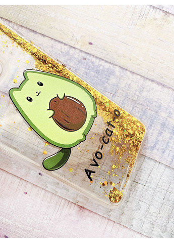 Чехол с плавающими блестками на Samsung Galaxy A25 (A256) Золотой Котик Авокадо (принт 306) CASE CONTROL (360682475)