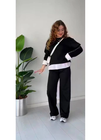 Жіночий стильний костюм двійка чорного кольору New Trend (322523359)