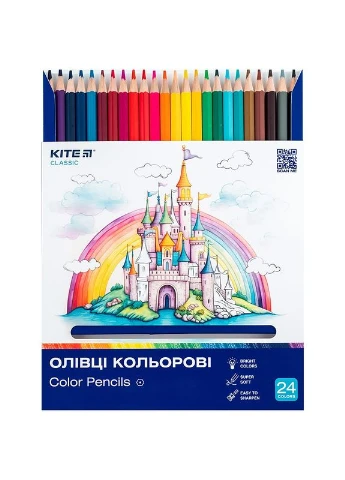 Олівці кольорові, 24 шт. Kite Classic (Термін доставки до 10-ти днів!) MIC (388225403)