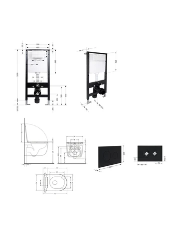 Готове рішення для ванної кімнати: підвісний унітаз Taurus Ultra Quiet 515x360x350 + комплект інсталяції Standard (кругла Qtap QTTAU26W4911651653 (400531057)