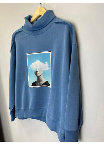 Комбинированный женский свитшот-гольф с принтом "тучка" mkks31027 KAPTSOVA (364179264)