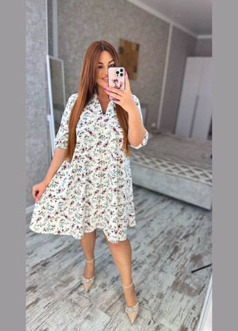 Белое повседневный платье No Brand с цветочным принтом