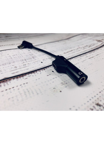 Переходник сплиттер 2 в 1 USB-C Type C в 3.5mm Jack AUX Audio адаптер для зарядки и прослушивания музыки black China (366874366)