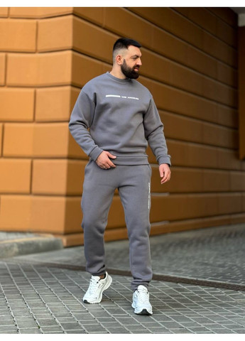 Графітовий зимній трендовий чоловічий костюм для осені та зими брючний No Brand