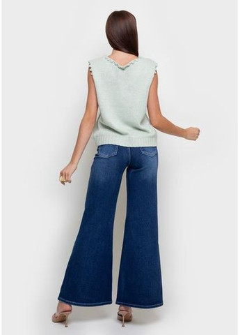 Бирюзовый вязанный жилет с помпонами 6605-em mint sam onesize Samange