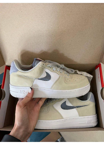КРОССОВКИ ЖЕНСКИЕ NIKE AIR FORCE 1 LOW YELLOW WHITE НАЙК АИР ФОРС 1 ПРЕМИУМ No Brand белые демисезоны (369391455)