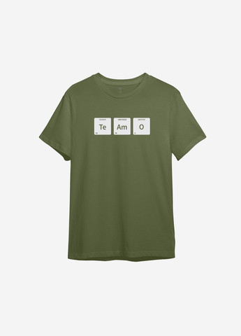 Оливковая всесезон футболка с принтом "te a mo" ТiШОТКА