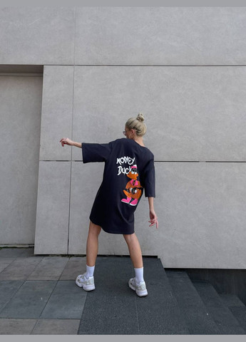 Графитовое повседневный женское платье-футболка рубашка Україна мультикам