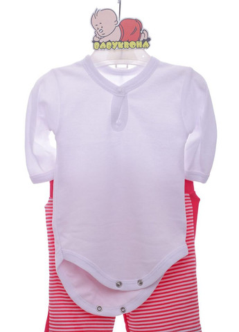 Рожевий демісезонний комплект повзунки, боді та кофта для дівчинки трикотажний baby bear рожевий 62 см (42602) BABYKROHA