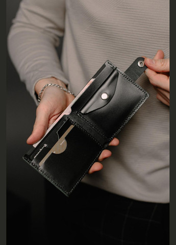 Классический кошелек из натуральной гладкой кожи SR002 (Черный) SKILL (323204054)