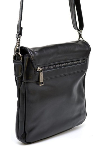 Сумка месенджер через плече чоловіча з натуральної шкіри маленька для документів формату А5 або планшета Чорний 35754 TARWA (337466414)