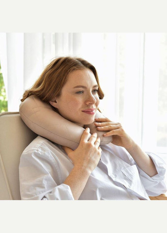 Подушка-рогалик 32×32 см Travel для шеи и головы для путешествий серо-белая IDEIA (334726707)