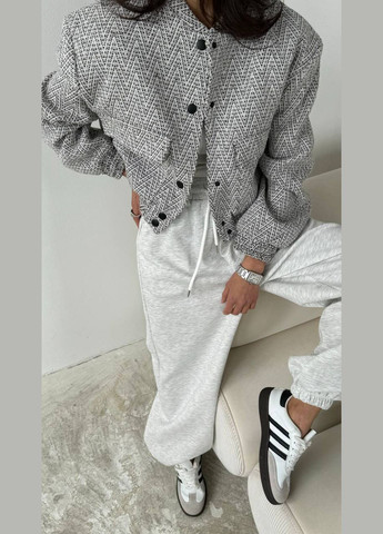 Удобные повседневные джоггеры oversize из двухнитки, в стильном цвете Меланж, идеально подходят для любого образа No Brand 1550-1 (316587781)