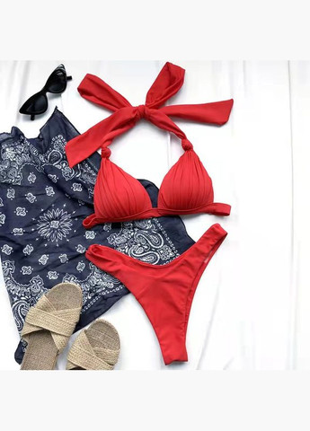 Красный летний женский раздельный купальник. No Brand