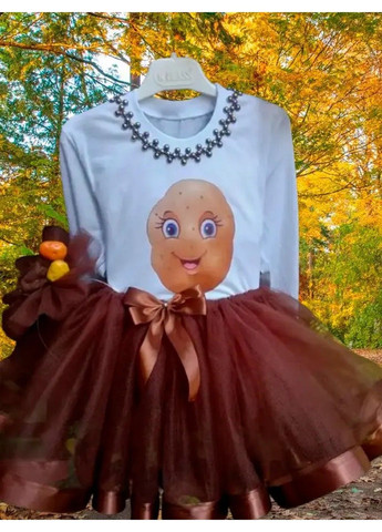 Белый праздничный тематический костюм для девочки "картошка" юбочный No Brand