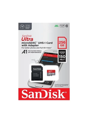 Карта памяти microSDXC (UHS-1) 256Gb class 10 A1 (150MB/S) (adapter SD) SanDisk Ultra (396307491)