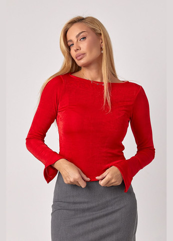 Червоний демісезонний еластичний жіночий джемпер із блискучого трикотажу Lurex