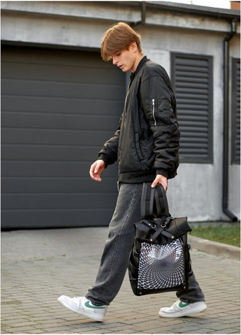 Мужской рюкзак роллтоп с карманом под ноутбук Черный с принтом "illusion" (4790301641) Sambag (360965700)